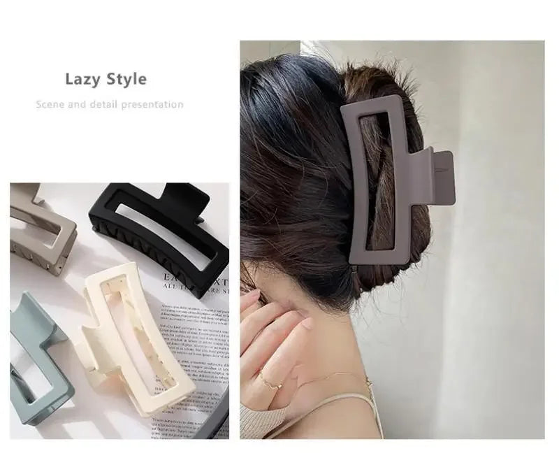 4pcs Hair Claw Simple Style Solid Color Hollow Shark Claw Back Head Hair Clip Large Hair Claw Hair Accessori