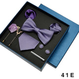 Coffret cadeau pour homme et femme, pochette, cravate, boutons de manchette, broche, couleur unie, pour mariage, affaires, vente en gros