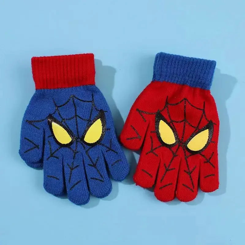 Gants d'hiver chauds pour enfants Spiderman Disney, gants tricotés de dessin animé Marvel, décoration mignonne, cadeaux de Noël pour enfants de 5 à 10 ans