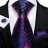 Hi-Tie – Cravate de mariage en soie violette unie à motif cachemire pour homme, ensemble de qualité avec boutons de manchette et mouchoir, cadeau tendance, livraison directe