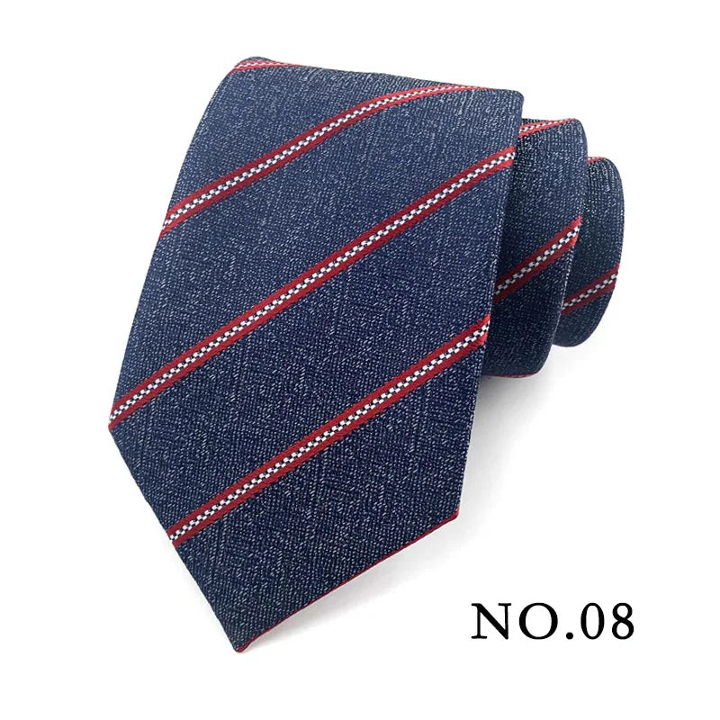 Cravate pour homme 8 cm, motif rayé, jacquard tissé, cravate Ascot, pour homme, pour fête de mariage