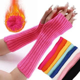 Gants longs sans doigts pour femmes, mitaines d'hiver, chauffe-bras tricotés, manches tendance, décontractés, doux, vêtements pour filles, gants punk gothiques