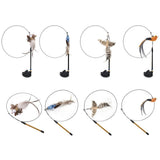Cat Dancer Wand High Flexibility Elastic Cat Stick Wand Toy Interactive Cat Toy Cute Exchangeable Bird With Bell Cat Stick Toy