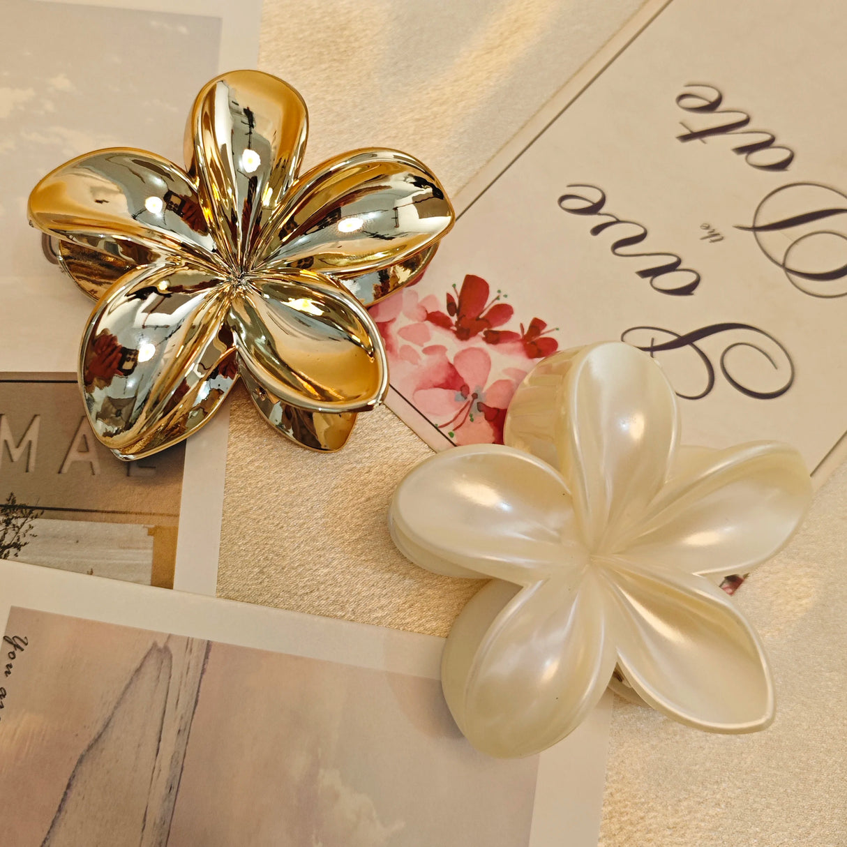 1-4Pcs Fashion Flower Hair Claw Clips for Women Gold Silver Color Large Hairpins Ponytail Shark Clip Headdress Hair Accessories