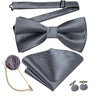 Hi-Tie Luxury Gold Silk Bow Ties for Men Fashion Men's Yellow Bowtie Handkerchief Cufflinks Brooch Set butterfly  Wedding Set
