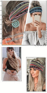 1 Pcs European American Women'S Bohemian Style Elastic Headscarf Fashionable Breathable Cotton Wide Brimmed Hair Accessories