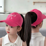 Casquettes de baseball pour enfants avec nœuds, ajourées, à queue de cheval haute, ajustables, pour l'été, pour garçons et filles, style hip-hop