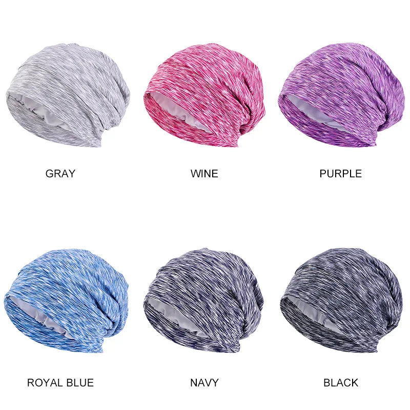 Bonnet de nuit unisexe doublé en satin pour femme et homme, bonnet de nuit ample pour soins capillaires, bonnet anti-chute, bonnet de nuit, couvre-chef
