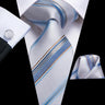 Cravate Hi-Tie blanche et noire à rayures pour homme, couleur unie, en soie, pour mariage, mouchoir, boutons de manchette, créateur de mode, livraison directe