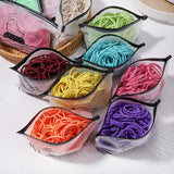 Lot de 50 bandeaux élastiques en caoutchouc pour cheveux, style macaron, très élastiques, durables, pour queue de cheval haute, pour femmes et enfants