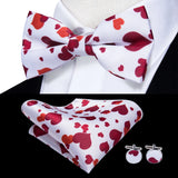 Hi-Tie Jacquard Silk Nœud papillon pour homme, ensemble de boutons de manchette et mouchoir, nœud papillon pré-noué, noir, blanc, gris, bleu, rouge, vert, rose, violet