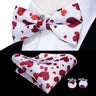 Hi-Tie Jacquard Silk Nœud papillon pour homme, ensemble de boutons de manchette et mouchoir, nœud papillon pré-noué, noir, blanc, gris, bleu, rouge, vert, rose, violet