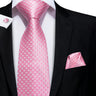 Hi-Tie Cravate de mariage en soie pour homme, motif cachemire, couleur unie, rose, corail, design tendance, qualité, mouchoir, bouton de manchette, fête d'affaires
