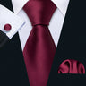 Barry.Wang Ensemble cravate et boutons de manchette en soie pour homme, motif jacquard, rouge, bordeaux, rose, pour mariage, affaires, fête
