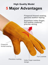 Labor Protection Cowhide Gloves Double-layer Yellow Safety Welding Wear-resistant Gloves Personal Protective Equipment