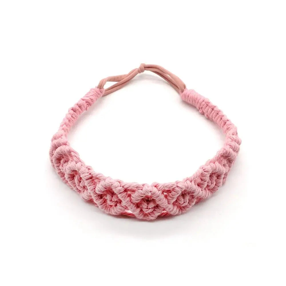 Braided Rope Headwrap Small Daisy Elastic Hair Band Turban Women Hair Scarf Crochet Bandana Macrame Hair Band Bohemian Headband