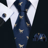 Ensemble de cravates pour homme, motif dinosaure, bleu marine et doré, 8,5 cm, en soie, idéal pour un mariage, FA-5191
