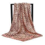 BOHOWAII Modischer Leopardenschal, Hijab-Schal, Seidengefühl, Haargummis, quadratische Satin-Turbane, Geparden-Tierdruck, Kopfwickelschals