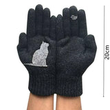 Gants d'hiver pour hommes, femmes et adolescents, mignons, imprimés de chats et d'oiseaux, gants thermiques tricotés, mitaines chaudes et coupe-vent, gants doux
