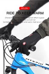 Autumn Winter Motorbike Gloves Men Women Windproof Anti-slip Touchscreen Fleece Keep Warm for Work Gloves Men Sports Bike Black