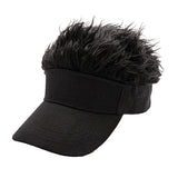 Casquette de baseball de golf avec faux cheveux évasés, pare-soleil, postiche amusant, pour hommes et femmes, perruque à pointes