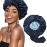 Bonnet de nuit en satin double épaisseur pour femme, bonnet de nuit rond, couvre-chef réversible