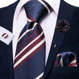 Cravate rose cachemire avec broche en soie, élégante cravate de mariage pour homme, bouton de manchette pratique, mode affaires fête, créateur de cravate haute