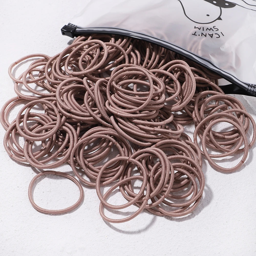 Lot de 50 bandeaux élastiques en caoutchouc pour cheveux, style macaron, très élastiques, durables, pour queue de cheval haute, pour femmes et enfants