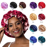 Bonnet de nuit en soie pour femme, double couche, couvre-tête, bonnet de douche tendance, bonnet réglable en satin de soie pour femme