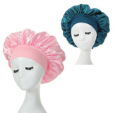 Lot de 2 bonnets en satin à larges bords en imitation soie pour femme, couvre-chefs à bande élastique