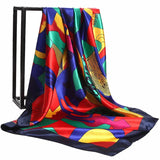 Foulards en soie imprimés de luxe, foulards carrés, mode 2022, 90 x 90 cm, châles, bandanas populaires pour protection solaire, foulards colorés quatre saisons