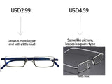 Men Women Metal Blue Light Blocking Reading Glasses with Case TR90 Half Frame HD Prescription Eyewear Presbyopia Diopter