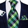 Hi-Tie Designer Grey Plaid Novelty Silk Wedding Tie For Men Handky Cufflink Gift Mens Necktie Fashion Business Party Dropshiping