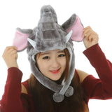 Ear Protection Cartoon Plush Moving Hat Animal Neck Warmer Movable Ears Airbag Cap Animal Earflap Hat Cosplay Party
