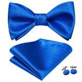 Hi-Tie Ensemble nœud papillon en soie pour homme, mouchoir et boutons de manchette, bleu, rouge, or, noir, blanc, jacquard, nœud papillon, mariage, affaires