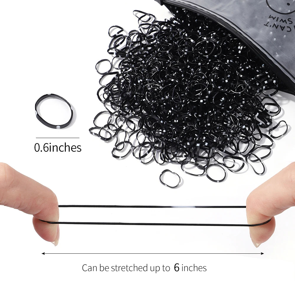 Lot de 1 000 élastiques à cheveux jetables colorés pour filles, accessoires pour cheveux, élastiques pour queue de cheval