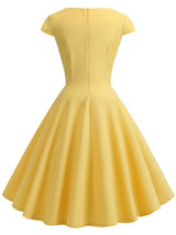 Pink Summer Dress Women V Neck Vintage Robe Elegant Retro pin up Party Office Midi Dresses