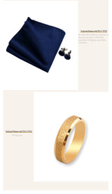 Ensemble de cravates en soie de luxe pour hommes, cravate, mouchoir, boutons de manchette avec anneau en métal doré, broche, costume, fête de mariage, accessoires pour hommes