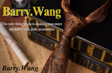 Barry.Wang Ensemble cravate et boutons de manchette en soie pour homme, motif jacquard, rouge, bordeaux, rose, pour mariage, affaires, fête