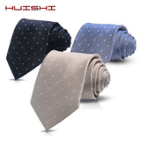 Cravate Huishi 8 cm à pois pour homme, slim, tendance, en polyester et microfibre, à carreaux, pour mariage