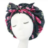 Bonnet en satin doux et soyeux pour femme, grand bonnet de nuit avec long ruban de satin, bandeau large et réglable