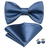 Hi-Tie Ensemble nœud papillon en soie pour homme, mouchoir et boutons de manchette, bleu, rouge, or, noir, blanc, jacquard, nœud papillon, mariage, affaires