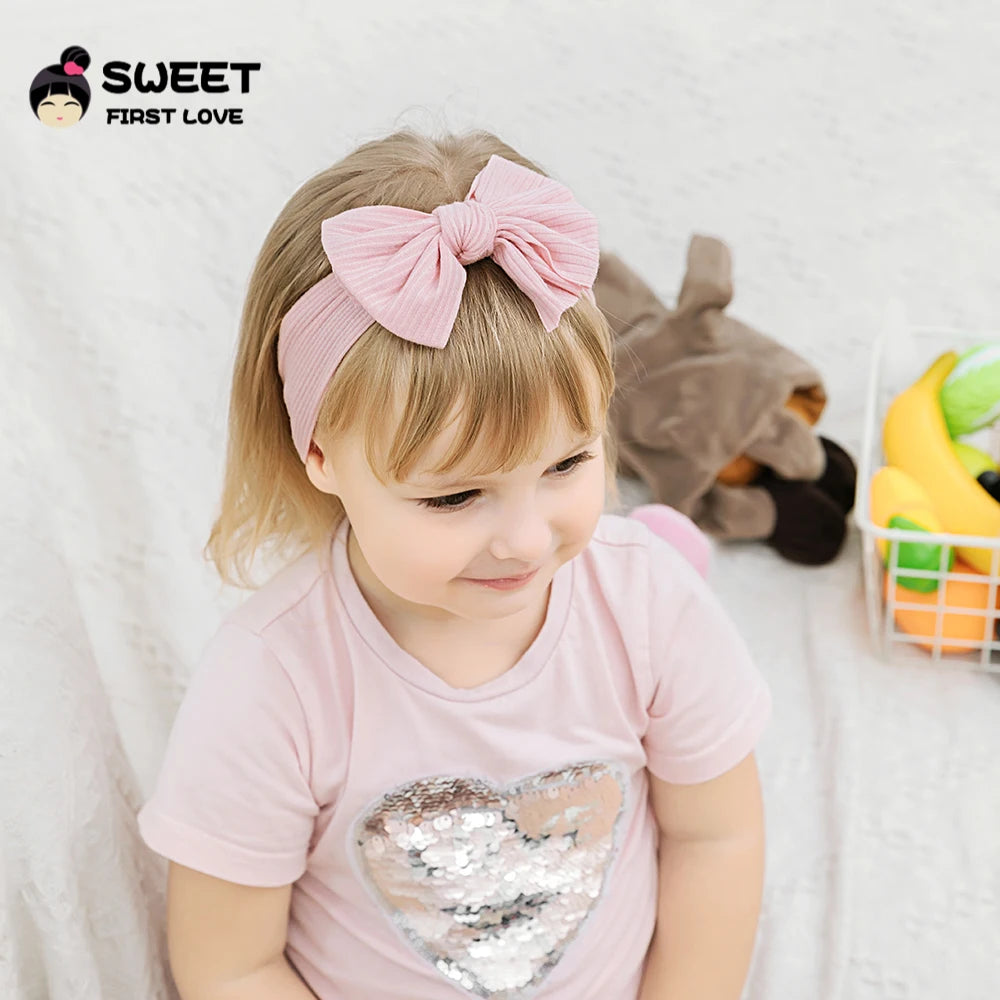 Lot de 3 bandeaux élastiques et doux pour bébé, jolis nœuds, accessoires pour cheveux