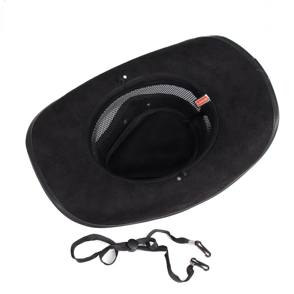 Designer Men's and Women's Leather Western Cowboy Hat Knight Cap Breathable Sun Hat Top Gorras Para Hombres 모자 Caps for Men