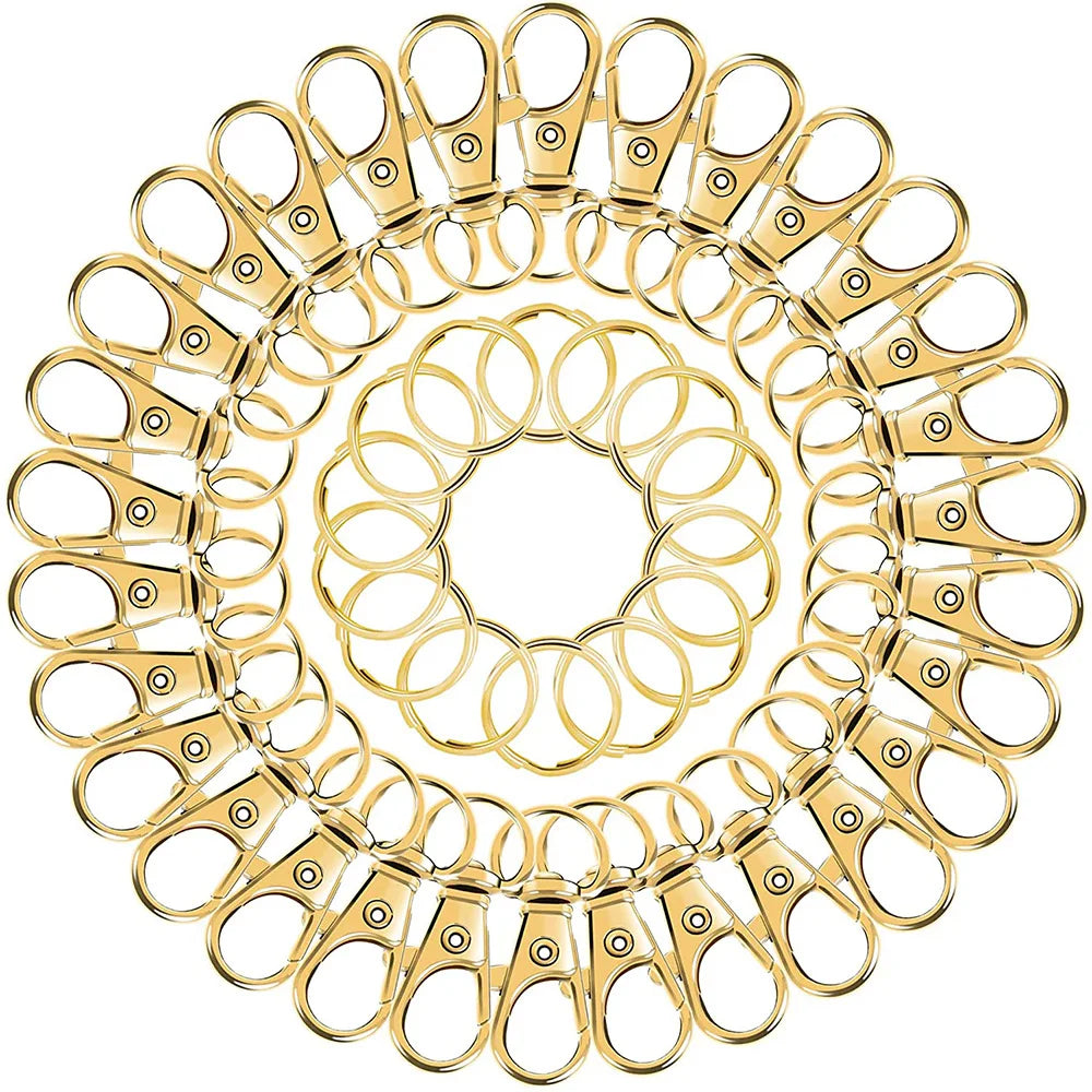 Lot de 100 mousquetons pivotants pour porte-clés, mousquetons à mousqueton pour porte-clés, bijoux, loisirs créatifs