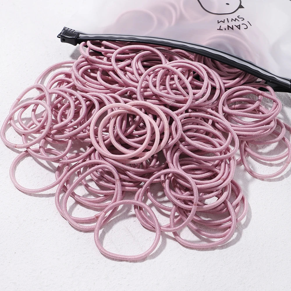 Lot de 50 bandeaux élastiques en caoutchouc pour cheveux, style macaron, très élastiques, durables, pour queue de cheval haute, pour femmes et enfants