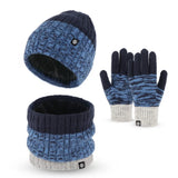 Knitted Cap Scarf three-piece Hat Autumn Winter Outdoor Ride Windproof Cold Warm three-piece Gradient Clash Of Colours Set