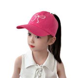 Casquette de baseball rose et blanc pour bébé fille, chapeau de soleil à queue de cheval haute, réglable, pour voyage et extérieur, nouveauté