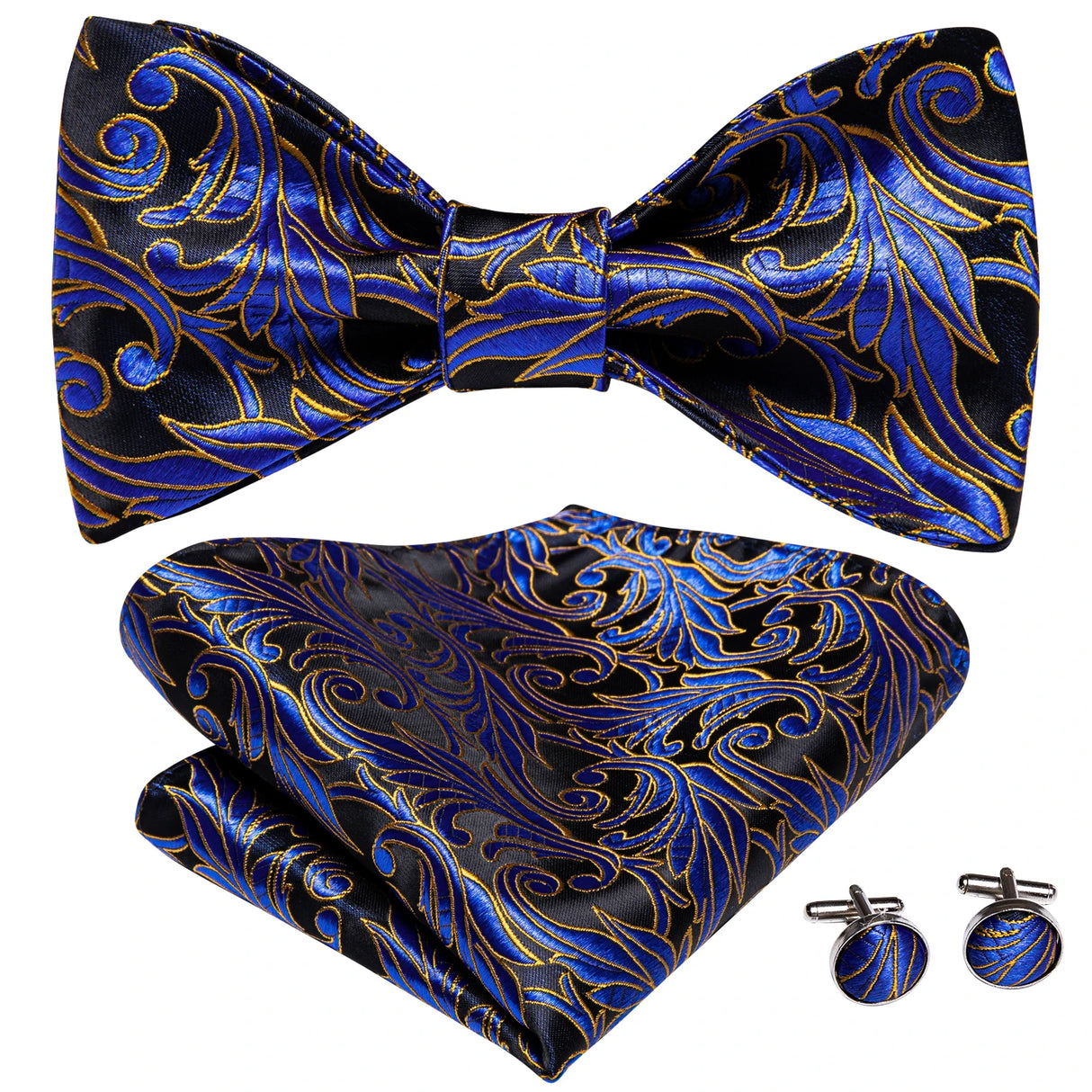 Dropshipping Jacquard Silk Mens Self Bow Tie Hanky Cufflinks Set Male Butterfly Knot Bowtie Wholesale for Male Wedding Business