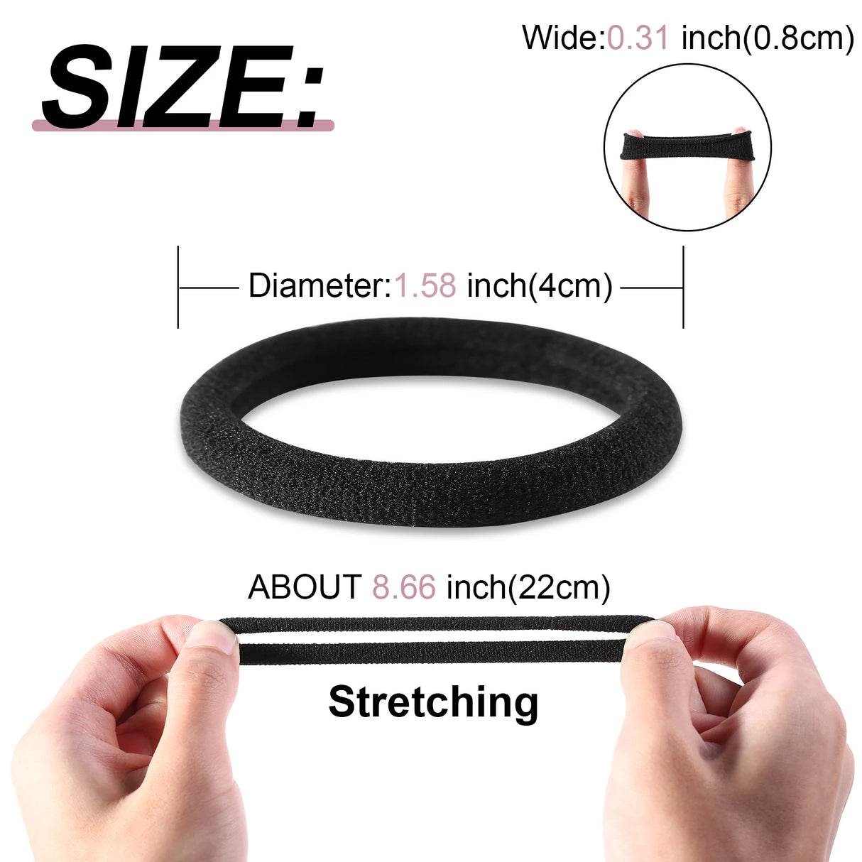 120 Pcs No Damage Hair Ties for Thick Hair, Large Soft Seamless Nylon Hair Elastics for Women, Ponytail Holders, Hair Accessorie